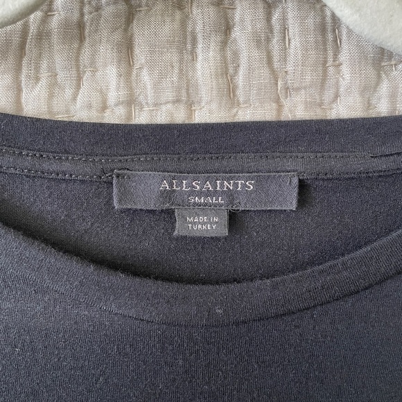 ALL SAINTS Yato Front Tie T-Shirt Black - Picture 5 of 5